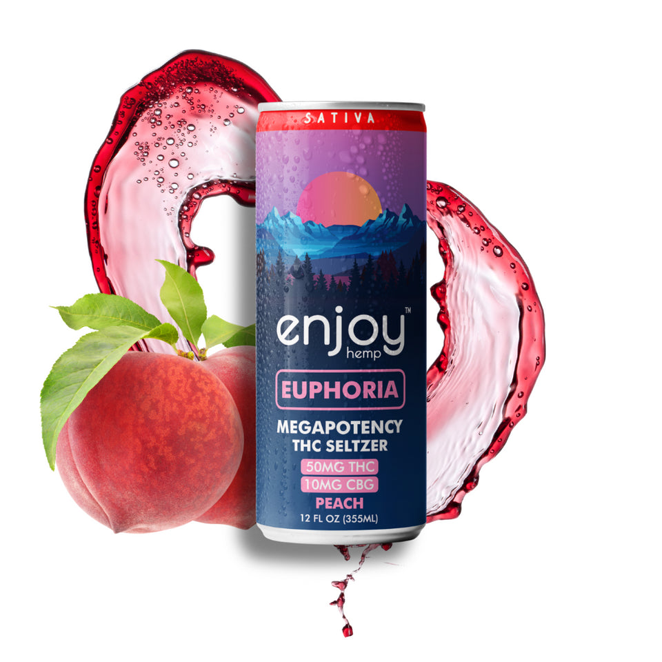 Enjoy Hemp Mega Potency THC Seltzer 50mg THC + 10mg CBG Peach