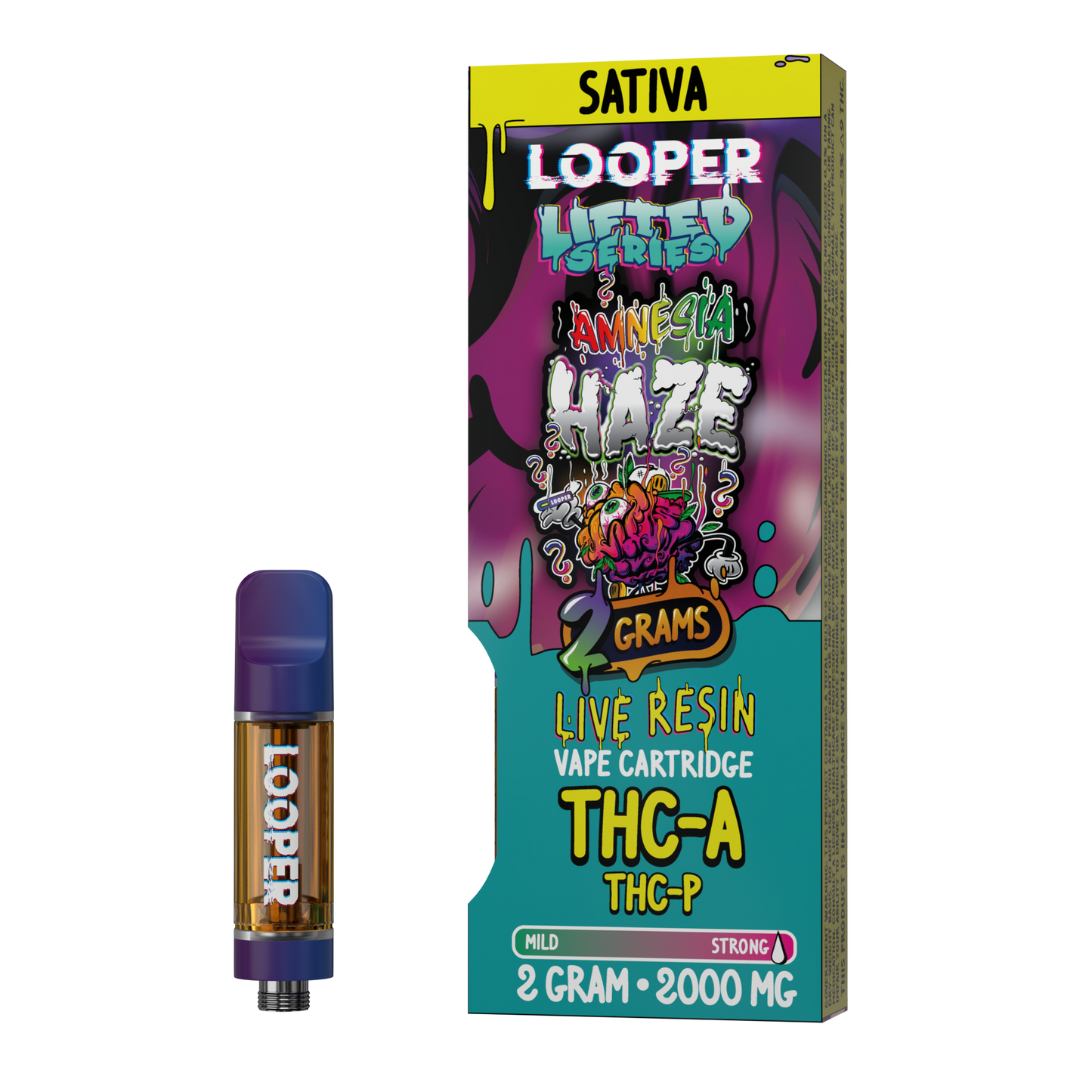 Looper Cart Amnesia Haze 2g Sativa Live Resin THCA+THCP
